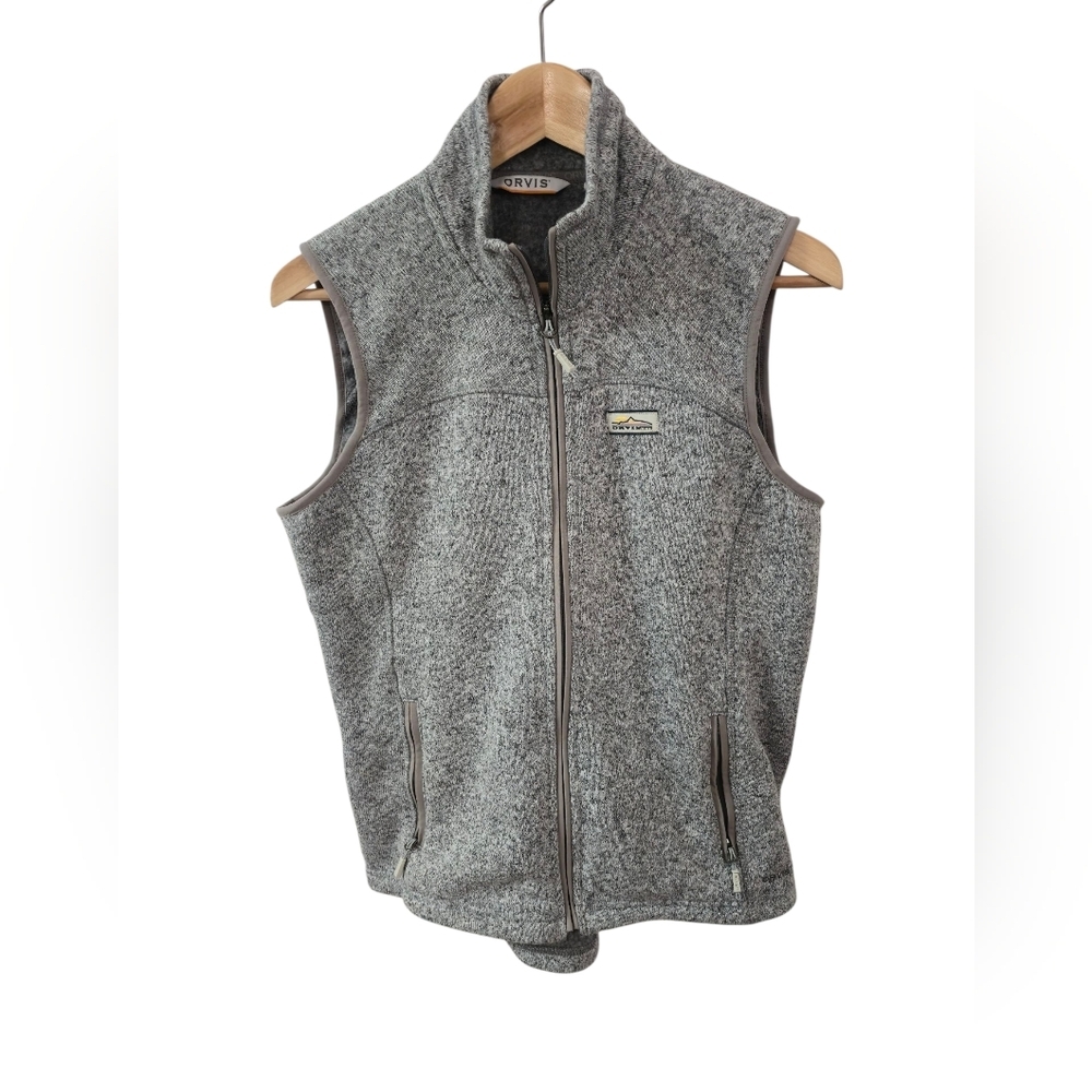 Orvis Women's Sweater Vest Full Zip Marled Gray Size Medium